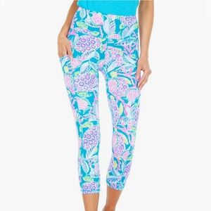 Lilly Pulitzer Weekender High Rise Crop Legging Maldives Green Turtle Wave